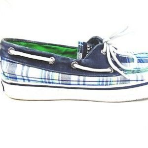 Sperry Top Sider Canvas+Leather Boat Shoes Plaid